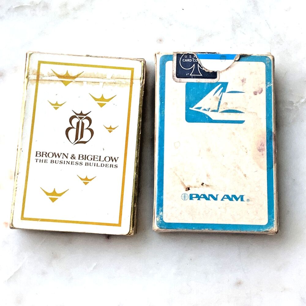 Vintage Brown Bigelow Playing Cards Pan Am Card Deck Advertising 2 Decks